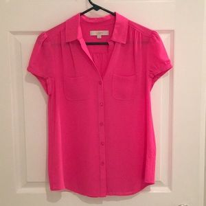 Hot pink short sleeve blouse